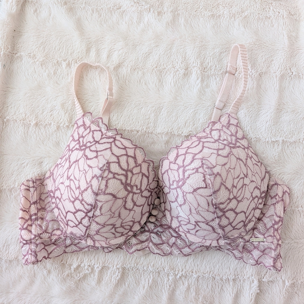 La vie en rose lace undewire lightly lines pastel pink maroon bra 38c